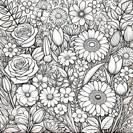 Bloemen Kleurboek – Bloemen Kleurplaten – Volwassenen En Kinderen Bloemboeketten