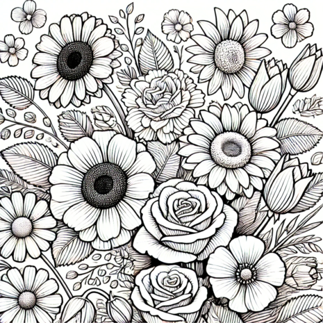 Bloemen Kleurboek – Bloemen Kleurplaten – Volwassenen En Kinderen Bloemboeketten