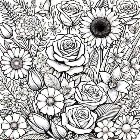 Bloemen Kleurboek – Bloemen Kleurplaten – Volwassenen En Kinderen Bloemboeketten
