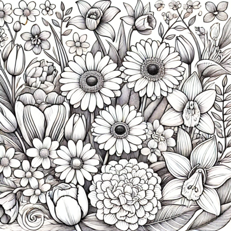 Bloemen Kleurboek – Bloemen Kleurplaten – Volwassenen En Kinderen Bloemboeketten