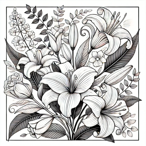 Bloemen Kleurboek – Bloemen Kleurplaten – Volwassenen En Kinderen Bloemboeketten
