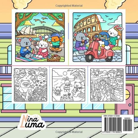 Snuggly Friends Kleurboek - Nina Luma Kleurboek - Traveling the World