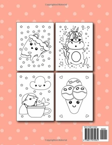 Kawaii Kleurboek - Kawaii Illustraties - Cute Kawaii Dieren - Kawaii Eten en Snoep - Schattige Kleurplaten