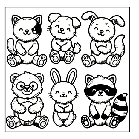 Lieve Dierenvriendjes Kleurboek - Fuzzy Friends Kleurboek - Schattige Dieren Kleurboek - Relax Kleurboek Volwassenen En Tieners - Hygge Friends - 50 Kleurplaten - 21,59 x 21,59 cm - Incl. 1 Alcoholmarker