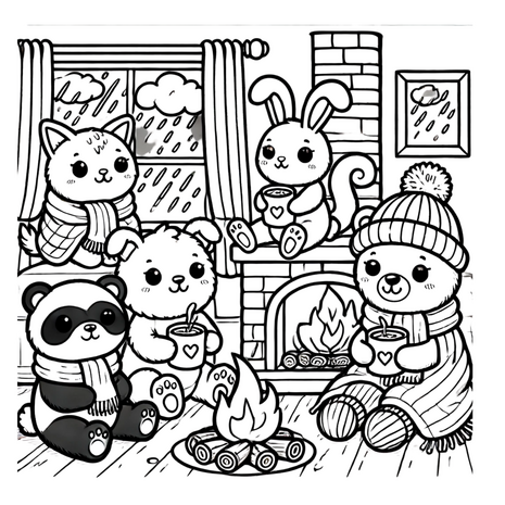 Lieve Dierenvriendjes Kleurboek - Fuzzy Friends Kleurboek - Schattige Dieren Kleurboek - Relax Kleurboek Volwassenen En Tieners - Hygge Friends - 50 Kleurplaten - 21,59 x 21,59 cm - Incl. 1 Alcoholmarker