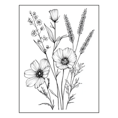 Bloemen Kleurboek - Bloemen Kleurplaten - Volwassenen En Kinderen Bloemboeketten - Kleurboek Natuur Wilde Bloemen - 21,59 x 21,59 cm - 40 Kleurplaten