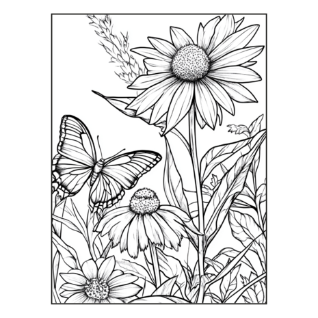 Bloemen Kleurboek - Bloemen Kleurplaten - Volwassenen En Kinderen Bloemboeketten - Kleurboek Natuur Wilde Bloemen - 21,59 x 21,59 cm - 40 Kleurplaten