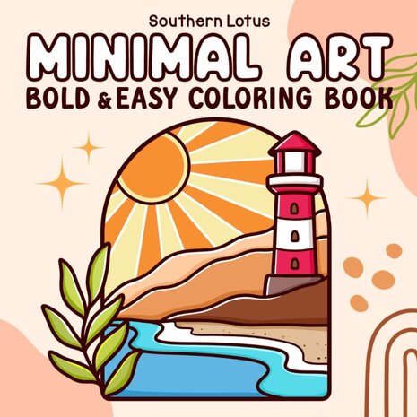Keurboek Minimal Art - Southern Lotus - Kleurboek Volwassenen En Tieners - Bold & Easy Designs - Landschap - Abstract - 40 Simpele Kleurplaten - Incl. Alcoholmarker