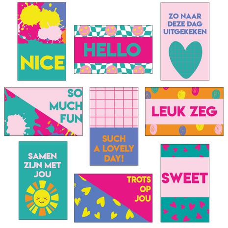 Studio Ins & Outs - Set Van 24 Quotekaartjes - Kaartjes Met Quotes - Hello Goodbye'25 - Mini Kaartjes Leuke Uitspraken