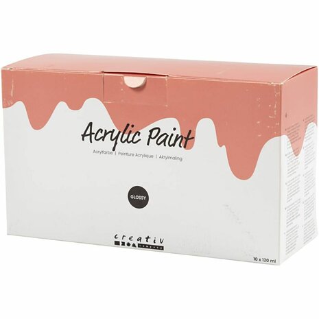 Acrylverf Glossy, diverse kleuren, 10x120 ml