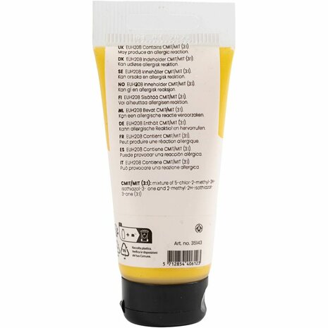Acryl Verf, semi-glanzend, semi-dekkend, primair geel, 75 ml/ 1 fles