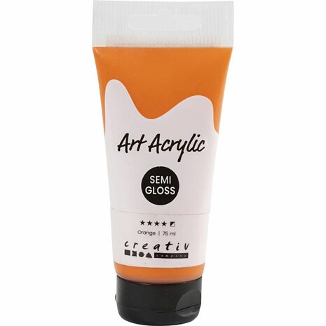Acryl Verf, semi-glanzend, semi-dekkend, oranje, 75 ml/ 1 fles