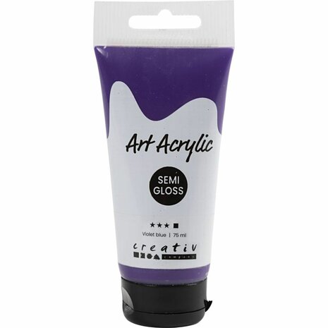 Acryl Verf, semi-glanzend, dekkend, violet blue, 75 ml/ 1 fles