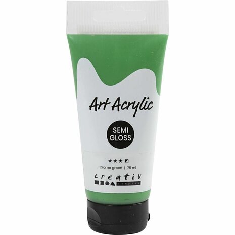 Acryl Verf, semi-glanzend, semi-dekkend, crome green, 75 ml/ 1 fles
