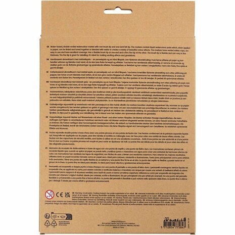 Aquarelmarker, Pastel, lijndikte 2+4-8 mm, diverse kleuren, 12 stuk/ 1 doos