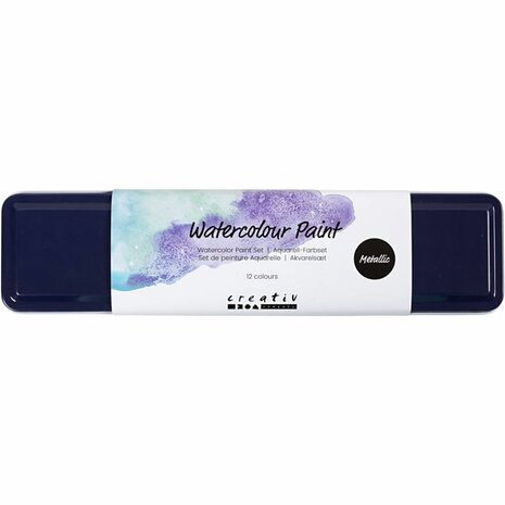 Aquarelset, metallic kleuren, 12 kleur/ 1 doos
