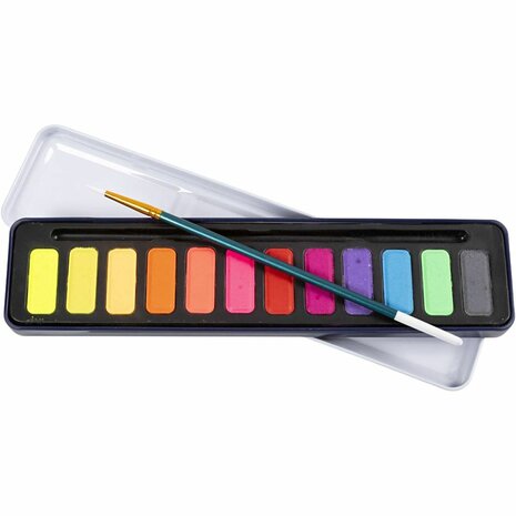 Aquarelset, pastelkleuren, 12 kleur/ 1 doos