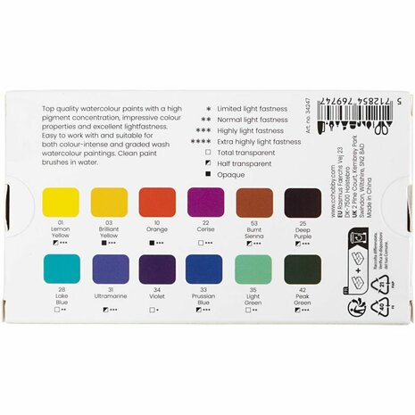 Art Aquarelverf 12 Kleuren | Aquarelverf Set | Waterverf Voor Schilderen | 12 Kleuren