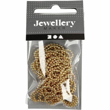 Balletjesketting, d 1,5 mm, verguld, 150 cm/ 1 rol