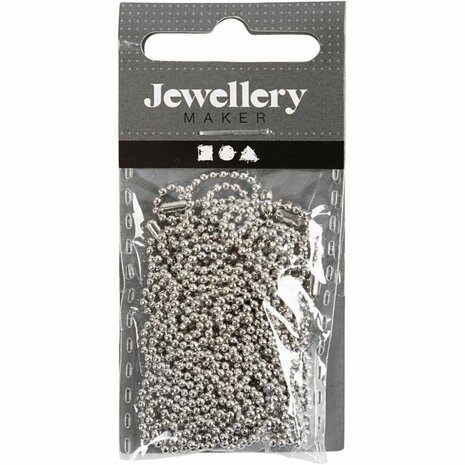 Balletjesketting, d 1,5 mm, verzilverd, 3 m/ 1 rol
