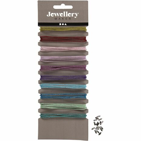 Balletjesketting, d 1,5 mm, diverse kleuren, 10x80 cm/ 1 doos
