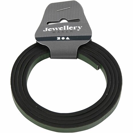 Band van Imitatie Leer, B: 10 mm, dikte 3 mm, groen, 1 m/ 1 doos