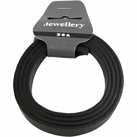 Band van Imitatie Leer, B: 10 mm, dikte 3 mm, zwart, 1 m/ 1 doos