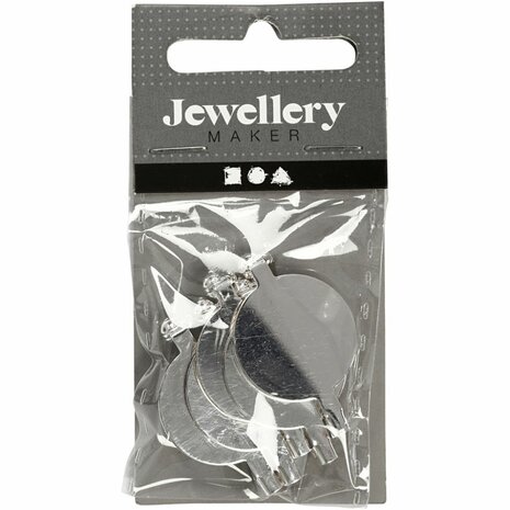 Brochespeld, d 20 mm, verzilverd, 5 stuk/ 1 doos