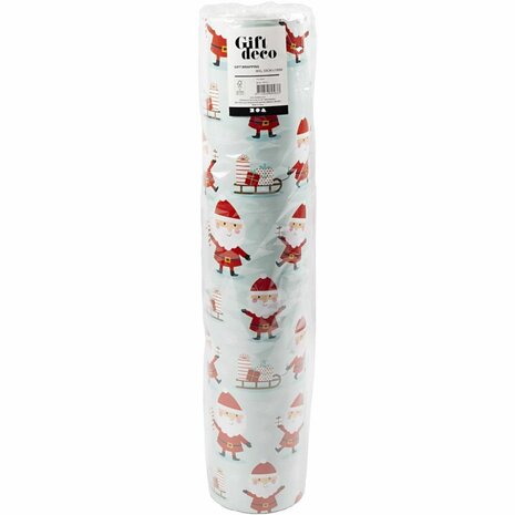 Inpakpapier, Kerstman met slee, B: 50 cm, 80 gr, mint groen, 100 m/ 1 rol