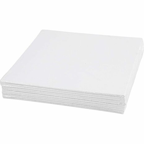 Canvas Paneel, afm 20x20 cm, dikte 3 mm, 280 gr, wit, 10 stuk/ 1 doos
