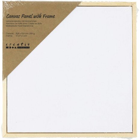 Canvas paneel met lijst, afm 15,8x15,8 cm, 280 gr, wit, 1 stuk