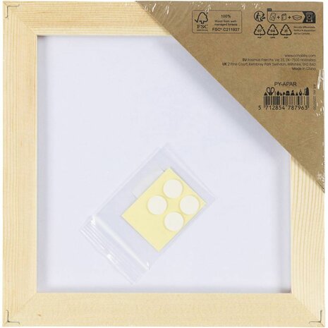 Canvas paneel met lijst, afm 15,8x15,8 cm, 280 gr, wit, 1 stuk