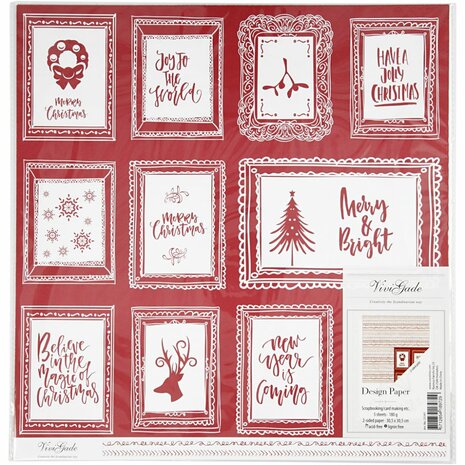 Design papier, lijsten met tekst en doodles, vel 30,5x30,5 cm, 180 gr, 5 vel/ 1 doos