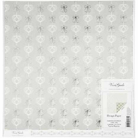 Design papier, engelen en harten, vel 30,5x30,5 cm, 180 gr, zilver, 3 vel/ 1 doos