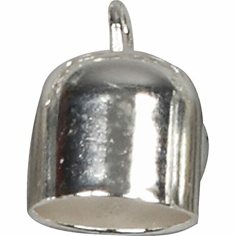 Eindkapje | Verzilverd | Met oog | Voor koord/ketting 8 mm | d 8 mm | 50 stuks