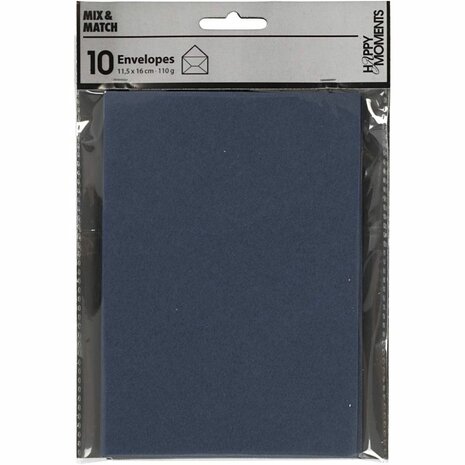 Enveloppen, afmeting envelop 11,5x16 cm, 110 gr, blauw, 10 stuk/ 1 doos