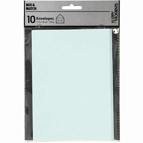 Enveloppen, afmeting envelop 11,5x16 cm, 110 gr, lichtblauw, 10 stuk/ 1 doos