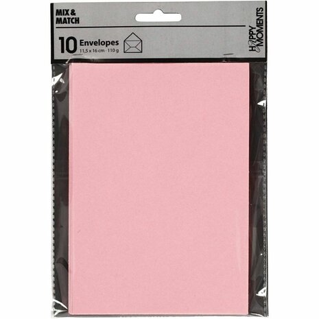 Enveloppen, afmeting envelop 11,5x16 cm, 110 gr, lichtrood, 10 stuk/ 1 doos