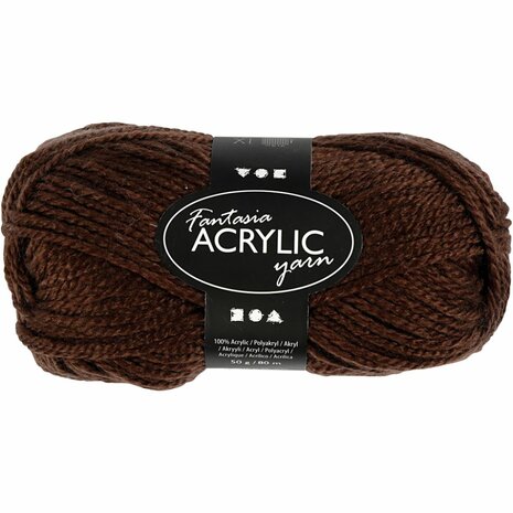 Acrylgaren | Fantasia | Bruin | 3-draads | Haakgaren acryl | Breigaren acryl | 80 m | 50 g | 1 bol