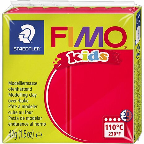 Boetseerklei Rood | FIMO Kids Klei | Afbak Klei Kinderen | Kinderklei | DIY Klei | Rood | 42 Gram | 1 Stuk