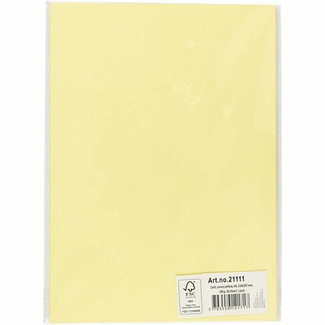 Geel Karton A4 180 Grams | Hobbykarton | Geel Knutselkarton | Geel Papier 21x29,7 cm | 20 Vellen