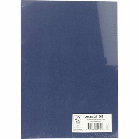 Blauw Karton A4 180 Grams | Hobbykarton | Blauw Knutselkarton | Blauw Papier 21x29,7 cm | 20 Vellen