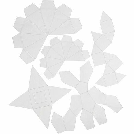 Gietvormen, geometrische vormen, H: 6-13 cm, transparant, 5 stuk/ 1 doos