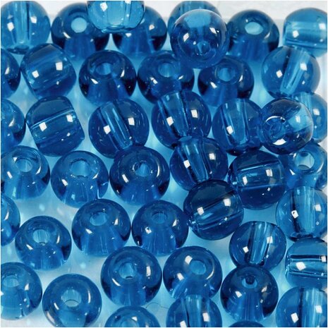 Glas kralen, d 4 mm, gatgrootte 1 mm, turquoise, 45 stuk/ 1 doos
