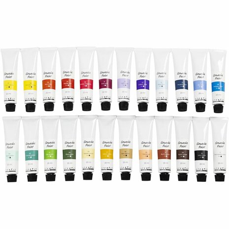 Gouacheverf, diverse kleuren, 24x20 ml/ 1 doos