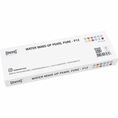 Grimas Schmink - Schminkpalet, parelmoer kleuren, 12x2.50 ml/ 1 stuk