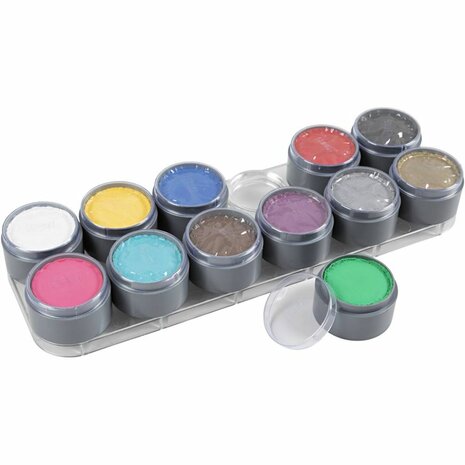 Grimas Schmink - Schminkpalet, diverse kleuren, 180 ml, 12x15 ml/ 1 stuk
