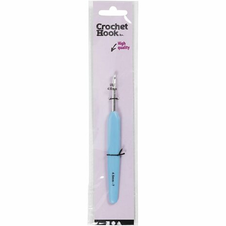 Haaknaald | Ergonomische haaknaald | Softgrip haaknaald | Aluminium haaknaald | 4,5 mm | Lichtblauw