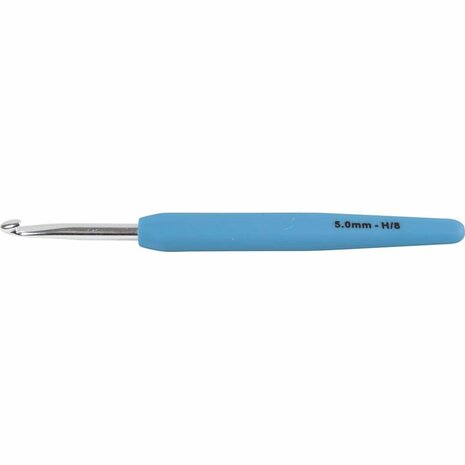 Haaknaald | Ergonomische haaknaald | Softgrip haaknaald | Aluminium haaknaald | 5 mm | Blauw