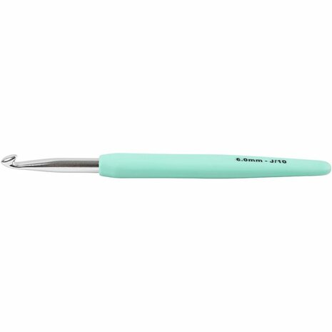 Haaknaald | Ergonomische haaknaald | Softgrip haaknaald | Aluminium haaknaald | 6 mm | Turquoise